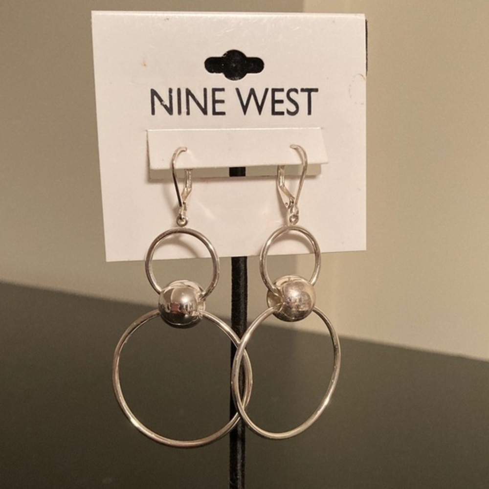 Nine West Silver Double Hoop Earrings